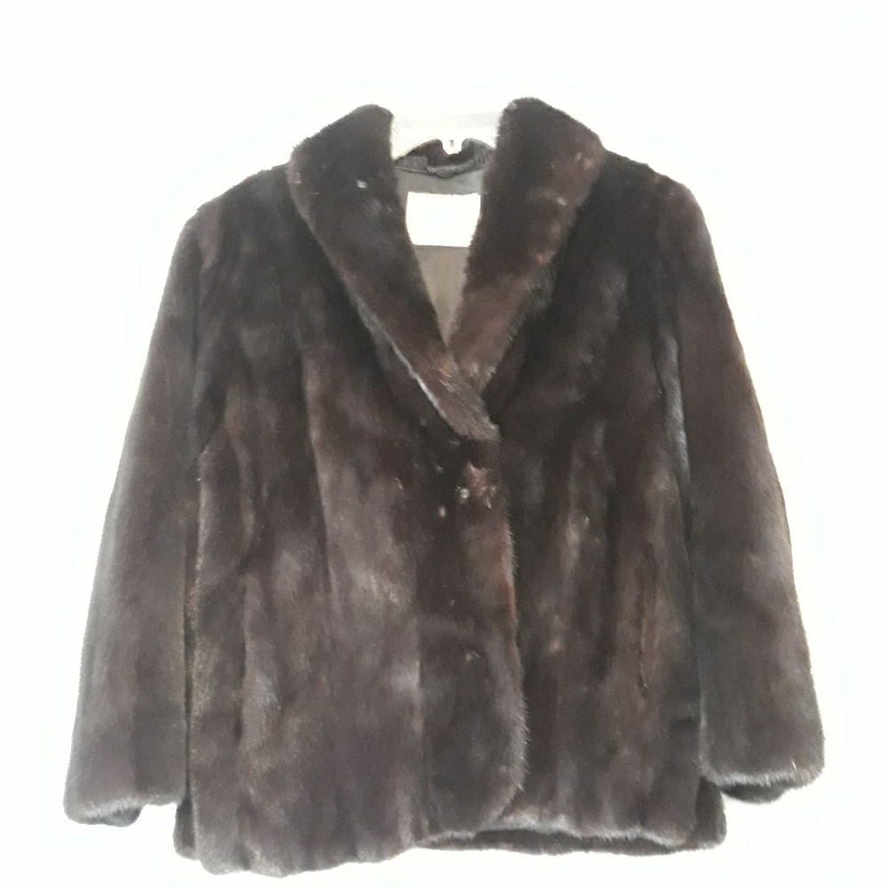 Mink Fur Coat Dark Chocolate Brown authentic sz 8